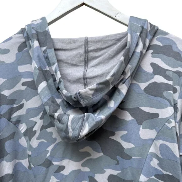 LOGO Lori Goldstein Hoodie Plus Size 1X Gray Camo Zip Front Stretch Jacket Women - Picture 4 of 9